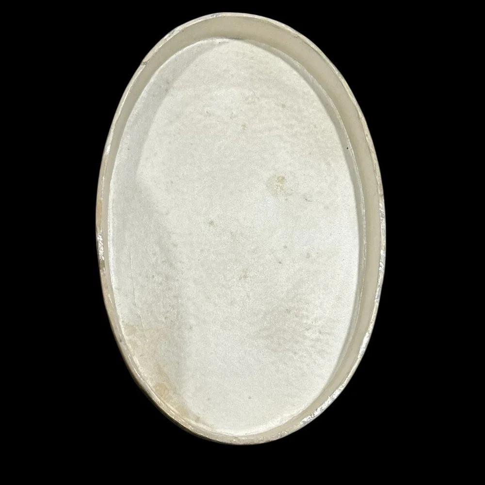 Vtg Unique Capiz Shell Oval Trinket Jewelry Makeup Box Nautical Beach Decor